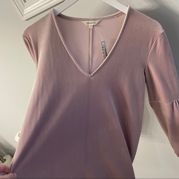 Madewell | velvet blush pink dress - Picture 6 of 14